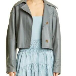 Vince asymmetric crop leather jacket